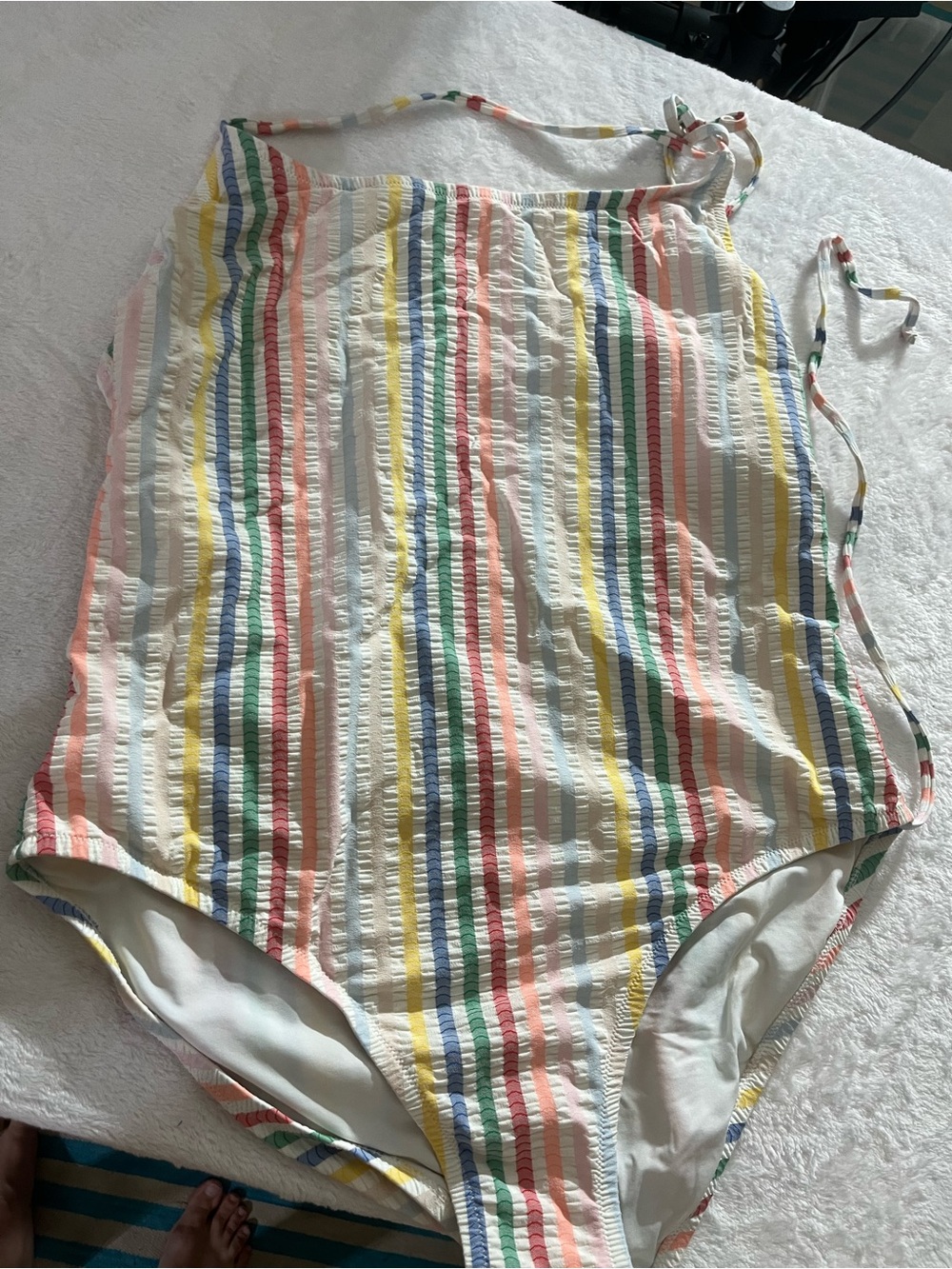 J.Crew Swimsuit rainbow stripe strappy back seersucker material Women’s 16 - Picture 12 of 14